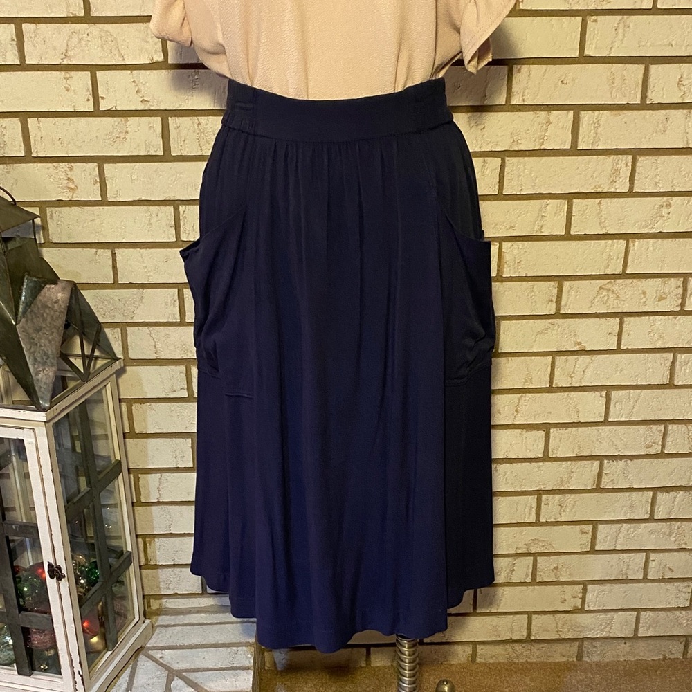 H&M Dark Blue Midi Skirt